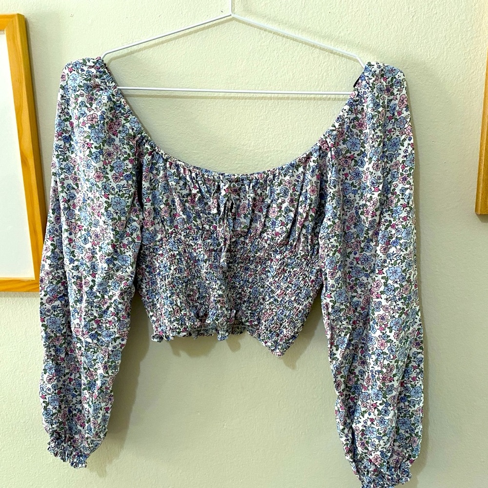 H&M Divided Long Sleeve Floral Blouse Sz S
